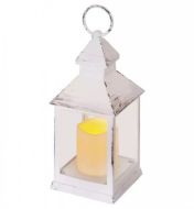 LED lampáš antik biela/čierna blikajúca, 3x AAA