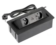 Výklopná zásuvka 2x230V, 2x USB A+C čierna