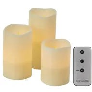 LED sviečka okrúhla, 3x +ovládač s časovačom