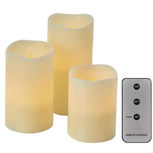 LED sviečka okrúhla, 3x +ovládač s časovačom