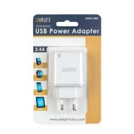 DELIGHT sieťová USB nabíjačka 5V/2,4A 2 USB zásuvky - biela 55045-2