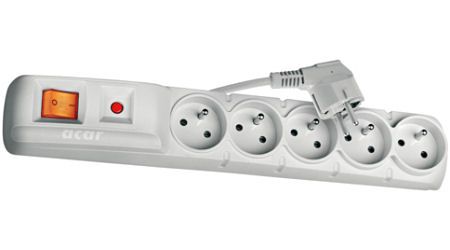 Prepäťová ochrana 5 zásuviek 3 m šedá (P53874)