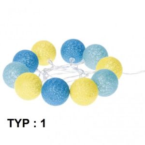 Vianočná girlanda - bavlnené guľe s časovačom 1,35m / 10 LED