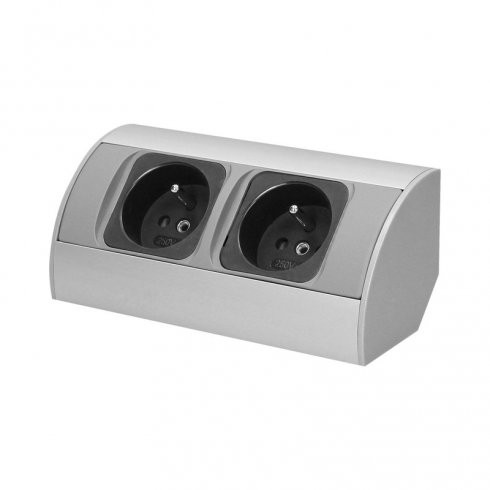 Rohová zásuvka 2x230V AE-1303G strieborná