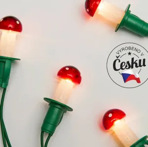 Vianočné sviečky tradičné EXIHAND muchotrávka červená 12 žiaroviek 20V