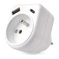 Rozbočovacia zásuvka 1×, 1×USB-A + 1×USB-C, biela P0074